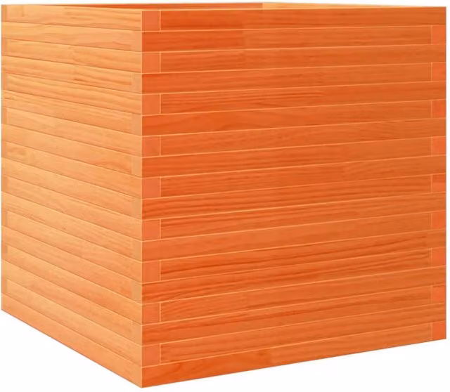 Berkfield Home Garden Wax Brown Solid Wood Pine Planter Tub, W/D/H: 70 x 70 x 68.5 cm