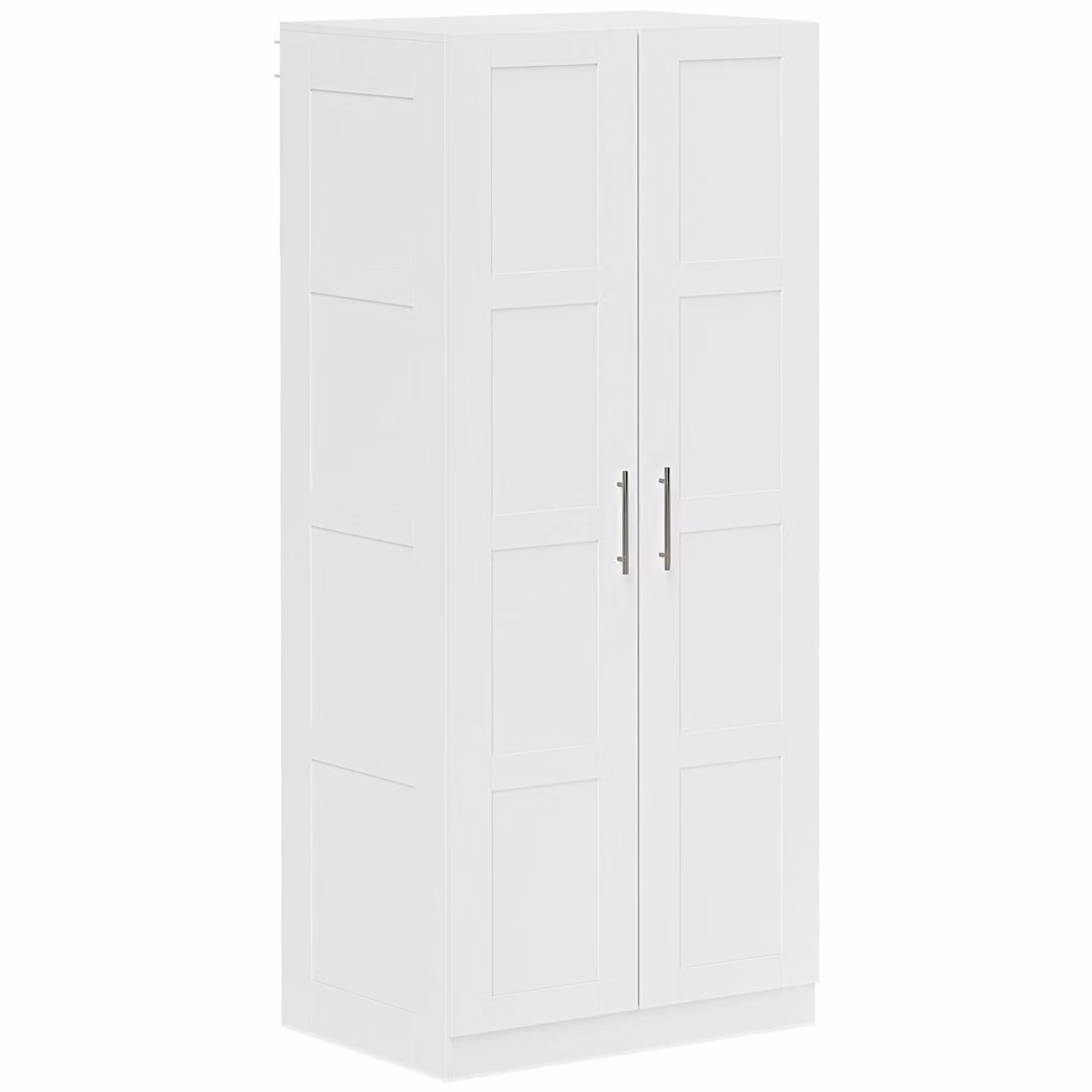HOMCOM Modern White Double Wardrobe with Soft-Close Hinged Doors, Hanging Rod and Internal Shelves, H 180.0 cm x W 80.0 cm – 2