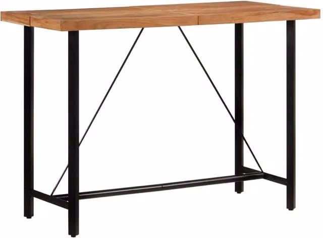 Berkfield Home Industrial Acacia Wood and Iron Bar Table in Brown, W/D/H: 150 x 70 x 107 cm – 1