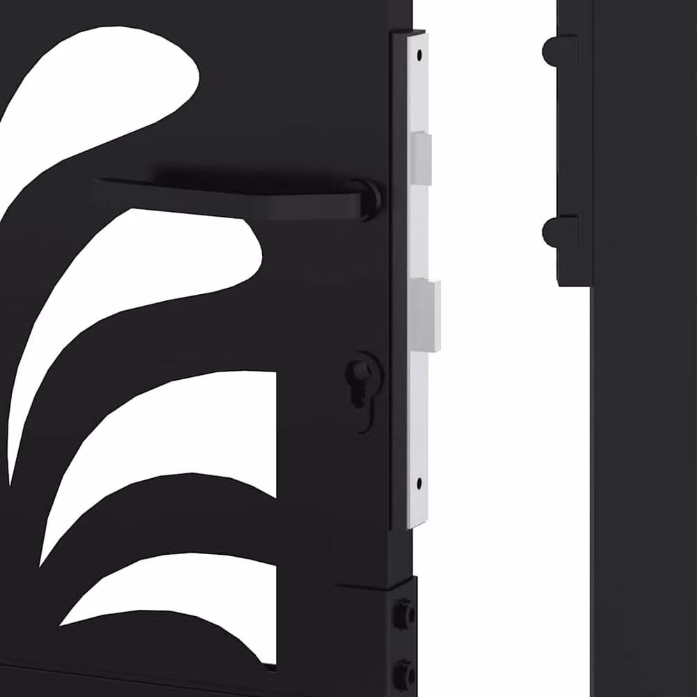 Berkfield Home Beautiful Garden Gate in Black Steel with Wave Design, W: 105 cm, H: 155 cm – 5