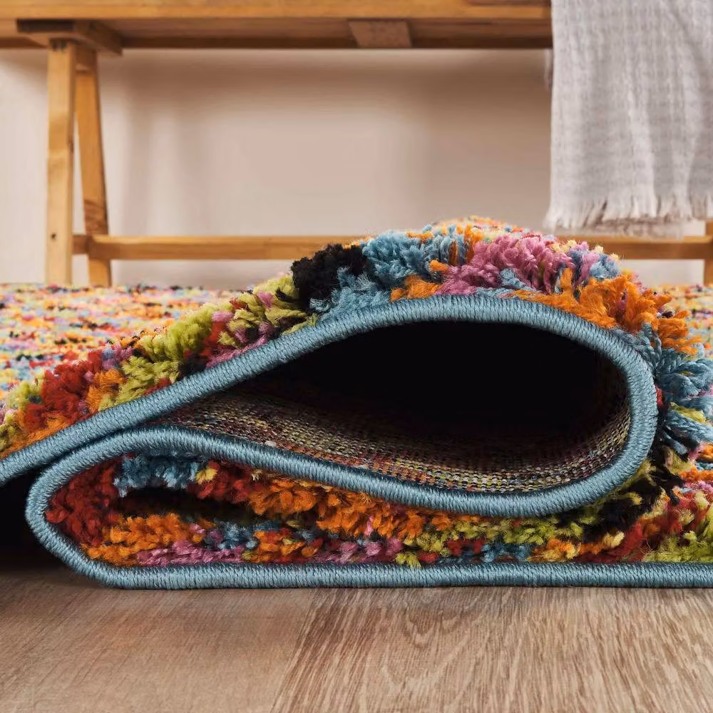 Desire Rugs Rio Pixel Geometric Shaggy Modern Runner Rug, Multicolour, W: 60 cm, L: 220 cm – 2