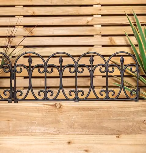 Samuel Alexander Black Ornate Plastic Garden Border Edging, Set of 8, H x W: 57 x 23 cm – 3