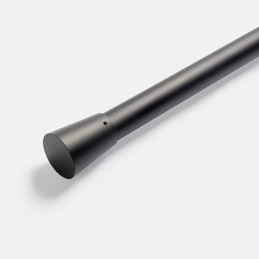 OHS Black Extendable Metal Curtain Pole with Trumpet Finials and Brackets, 28mm Diameter, Adjustable from 120 to 220cm – 2
