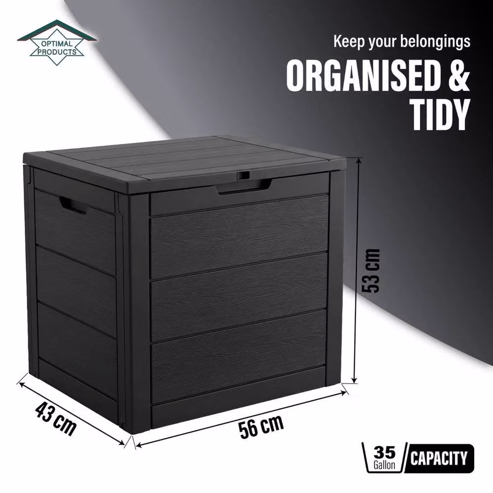 SPETLEK Large Outdoor Garden Storage Box in Black, W/D/H: 56 x 56 x 53 cm – 2