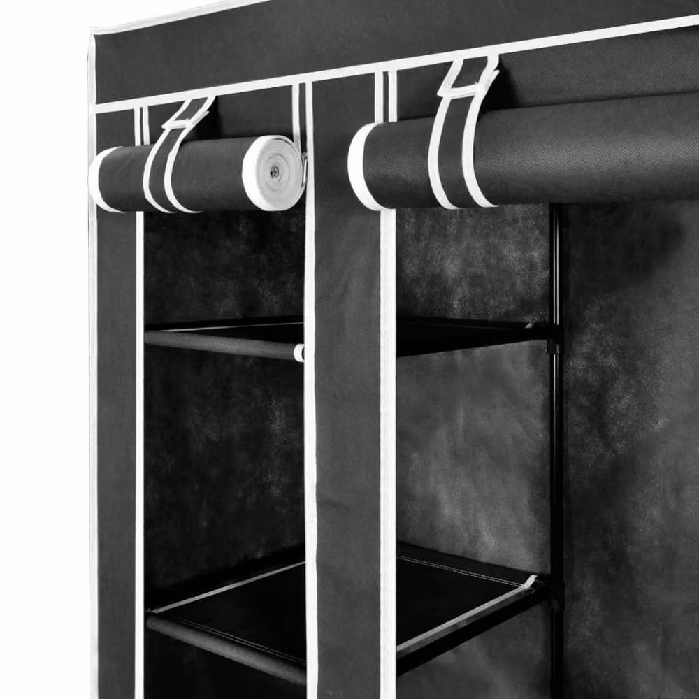 Berkfield Home Fabric Wardrobe with Hanging Rod and Compartments, Black, W/D/H: 45 x 45 x 176 cm – 3