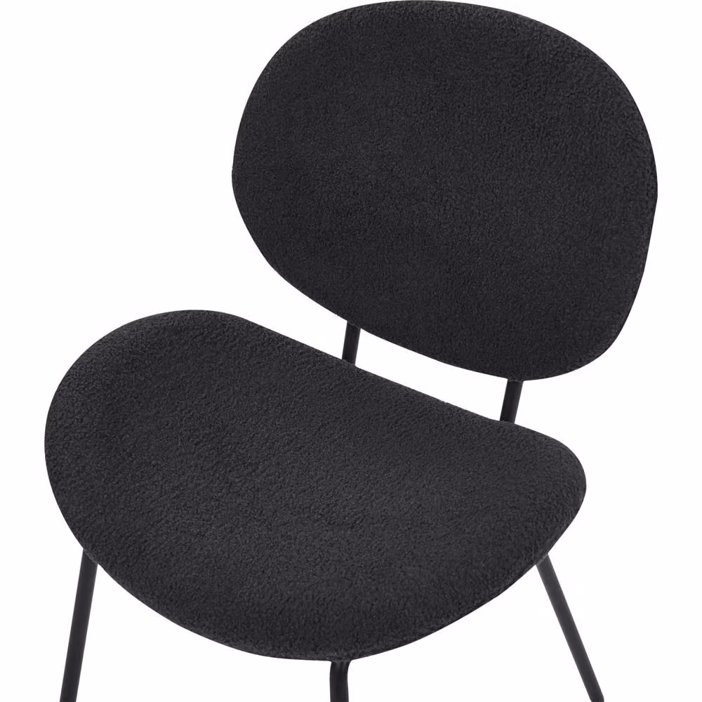 Wyld and Coco Set of 2 Black Bouclé Armless Dining Chairs with Iron Legs – 4