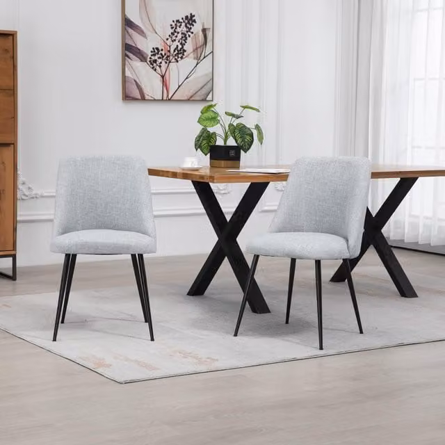 Artemis Home Set of 2 Morandi Fabric Dining Chairs in Grey
