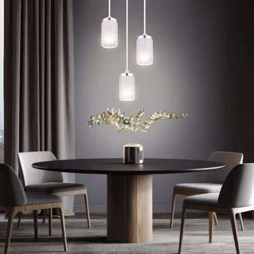 Netlighting Korben Cluster Pendant Ceiling Light in White and Chrome with 3x GU10 Bulbs, Height: 115.5 cm – 2