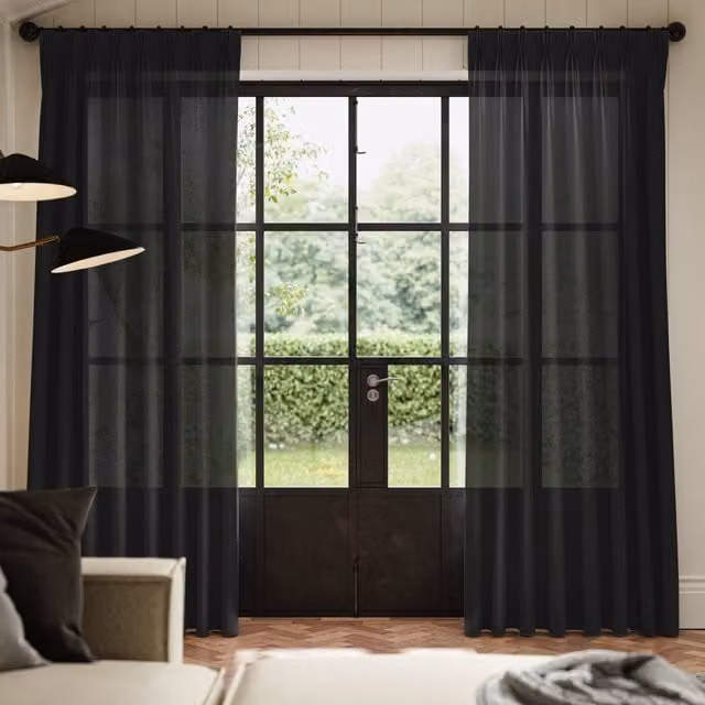 Ante Decor Celest No Joins Sheer Made To Measure Curtains in Onyx Black