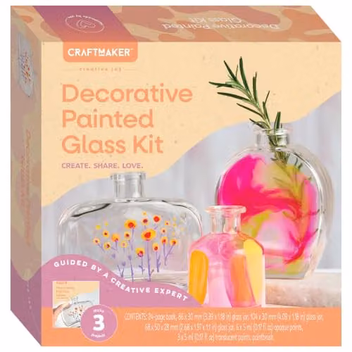 Hinkler Craft Maker Glass Painting Kit in Multicolour and Transparent
