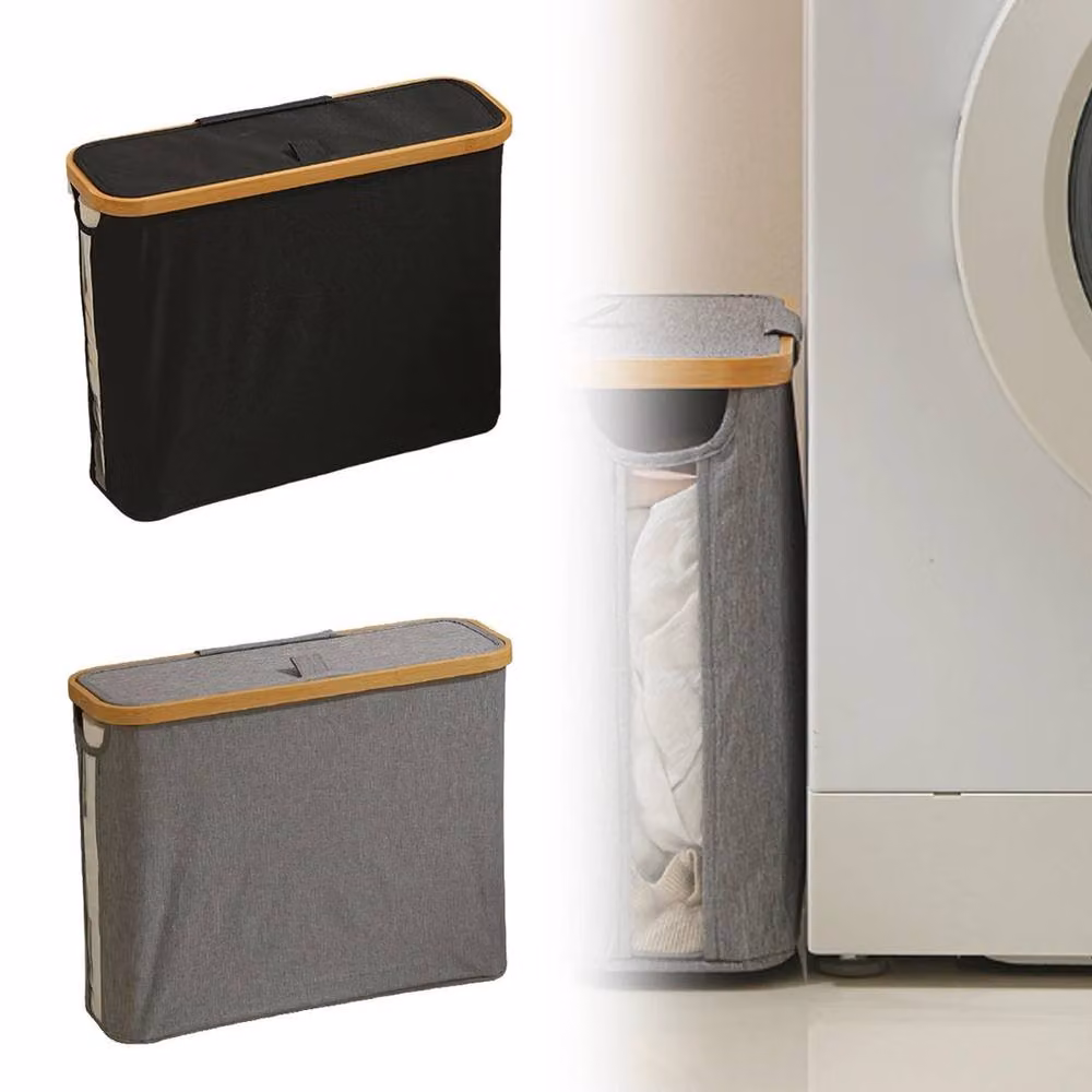 KORVIXA Black Waterproof Toilet Paper Storage Basket with Lid and Freestanding Design – 3