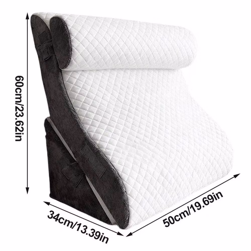 EONLION White Memory Foam Bed Wedge Pillow Support Cushion for Back, Knee and Neck Support – 2