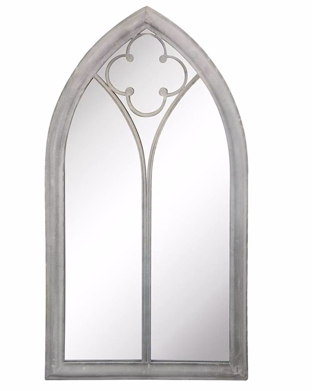 Dibor Vintage Style Pointed Arch Window Mirror in Grey, H 105 cm x W 56 cm – 2