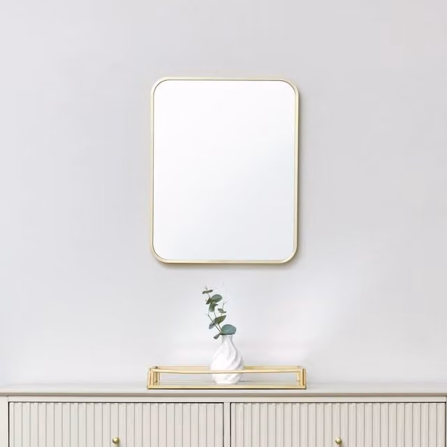 Melody Maison Modern Gold Rectangular Wall Mirror W: 50 cm, H: 40 cm