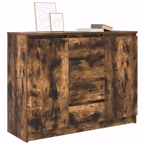 vidaXL Sideboard with Drawers in Smoked Oak Brown, W/D/H: 100.5 x 35 x 76 cm – 4