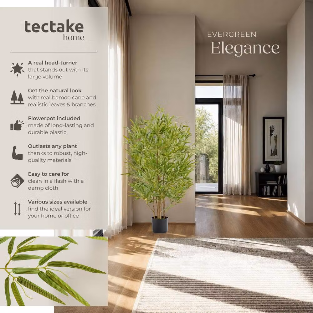 tectake Artificial Bamboo Grass Tree in Green, Height: 120 cm – 2