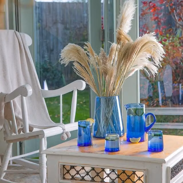 Nicola Spring MA 20 Piece Recycled Glass Tumbler Set in Blue and Green