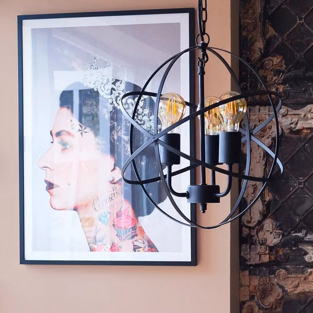 ValueLights Dalton Industrial 3 Way Black Metal Ceiling Pendant Light – 4