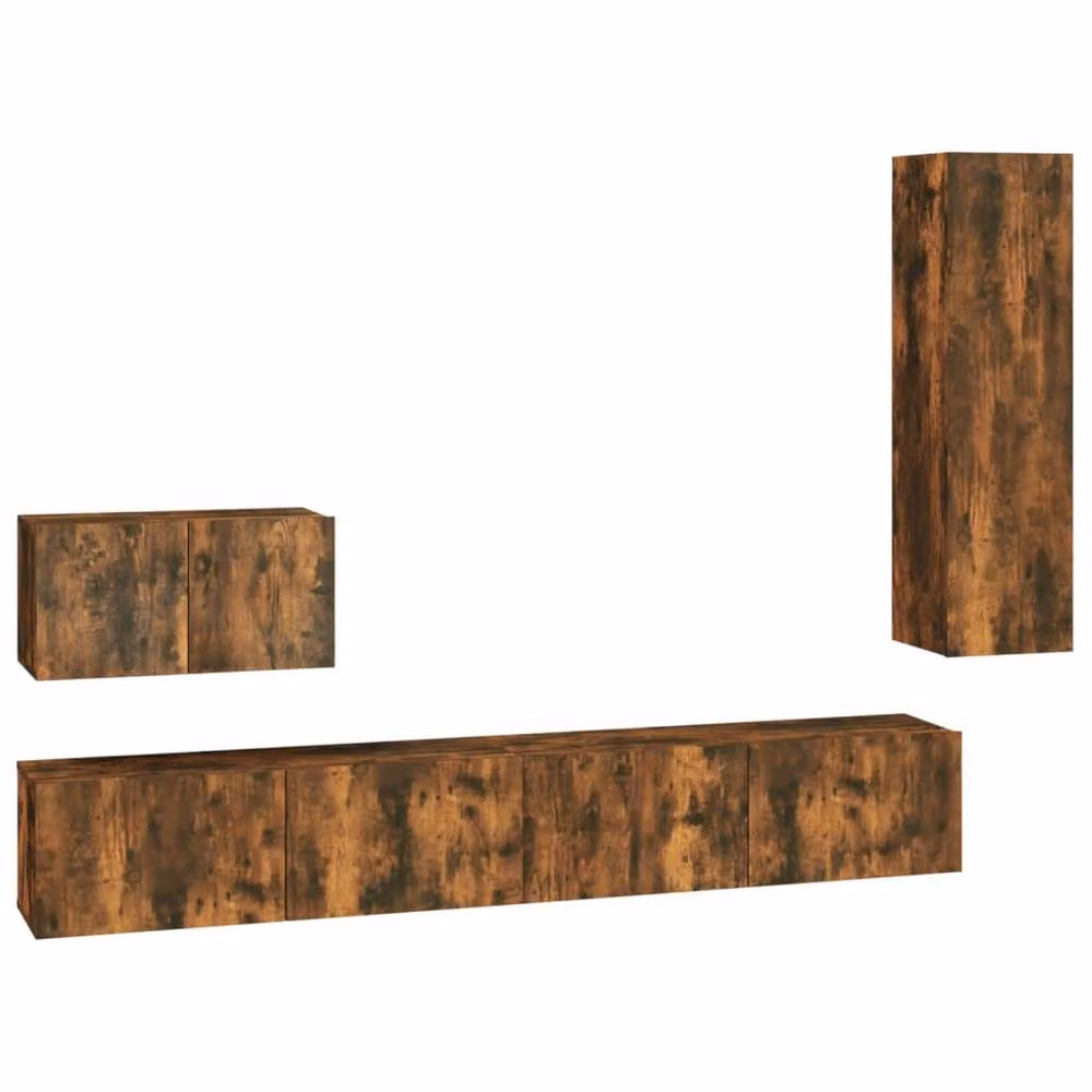 Berkfield Home Classic 4 Piece TV Cabinet Set in Brown Smoked Oak Engineered Wood – 2