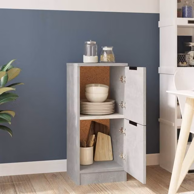 Berkfield Home Concrete Grey Sideboard in Engineered Wood, W/D/H: 30 x 30 x 70 cm