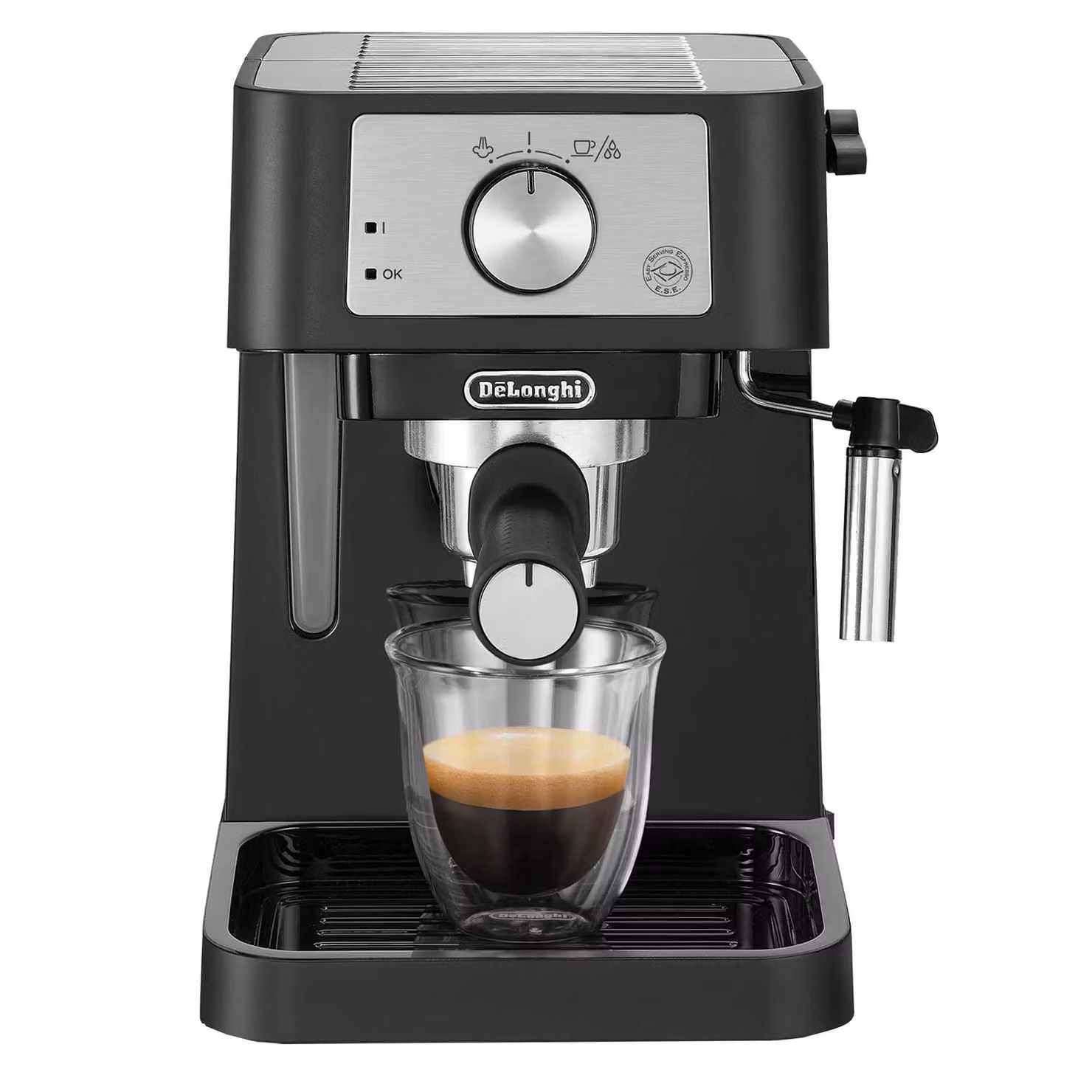 DeLonghi Stilosa Manual Espresso Coffee Machine with Steam Wand, Black, Silver and Transparent – 3
