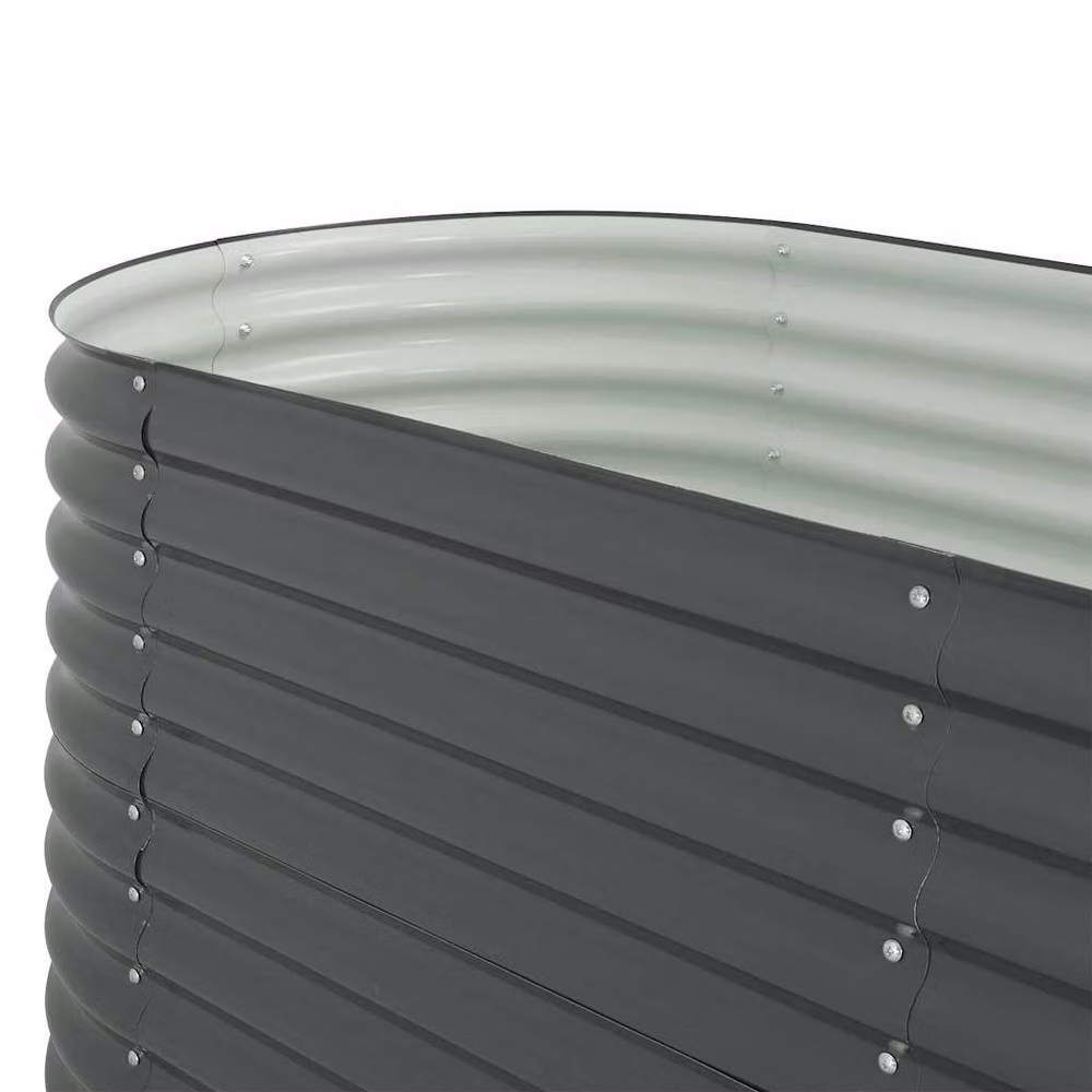 Berkfield Home Garden Galvanised Steel Raised Bed, Grey, W/D/H: 160 x 80 x 81 cm – 6