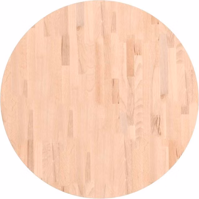 Berkfield Home Round Solid Wood Beech Table Top in Beige, Diameter: 80 cm, Thickness: 2.5 cm