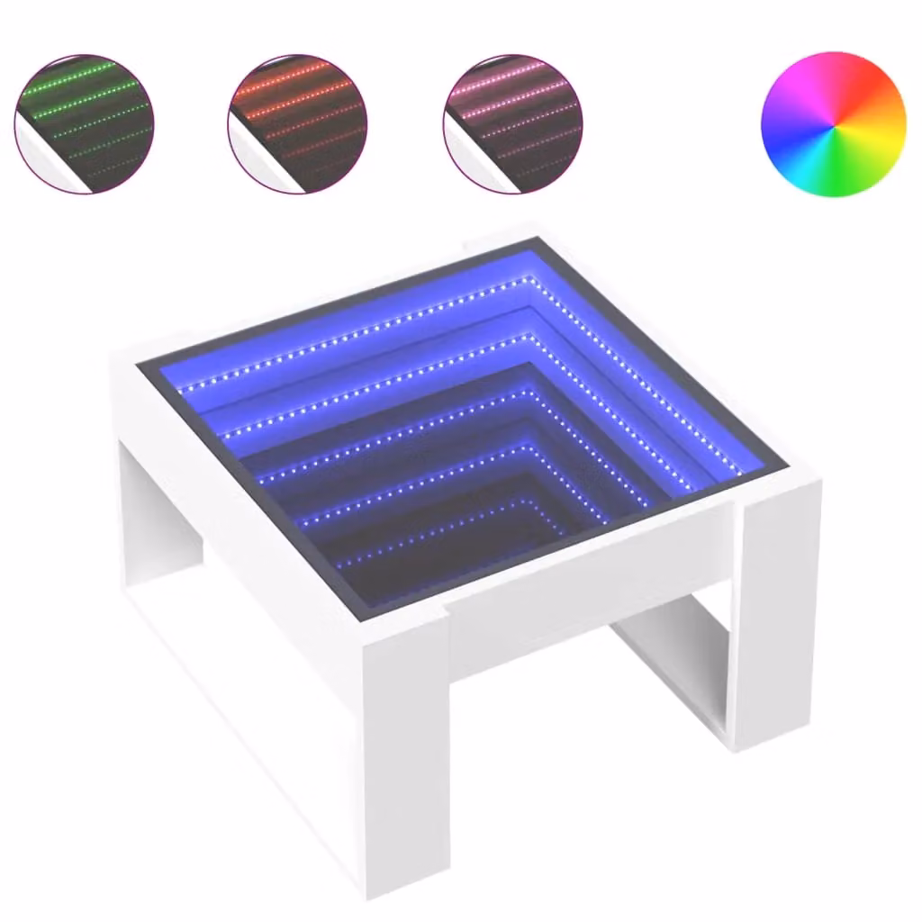 Berkfield Home Infinity LED Coffee Table in White, W/D/H: 50 x 53 x 30 cm – 2