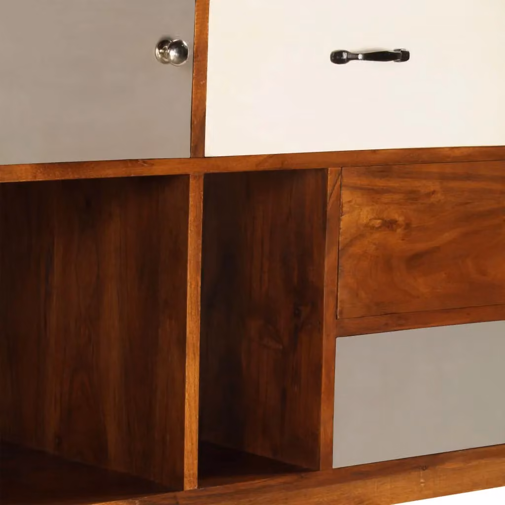 Berkfield Home Retro Sideboard in Brown Multicolour Solid Acacia Wood, W/D/H: 115 x 35 x 86 cm – 4