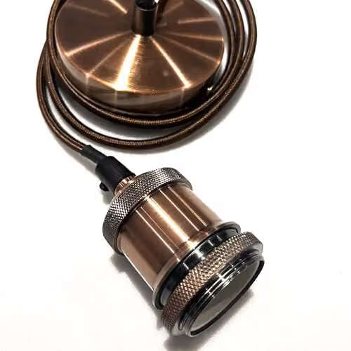 CGC Lighting Cassie Adjustable Copper Cylinder Pendant Light with Matching Ceiling Rose and E27 Holder – 3