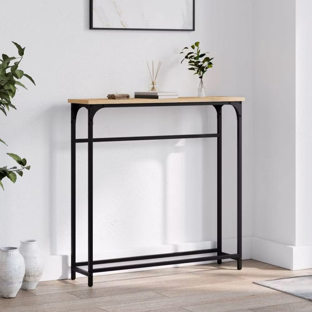 Berkfield Home Sonoma Oak Decorative Console Table, Brown, W/D/H: 75 x 19.5 x 75 cm – 2
