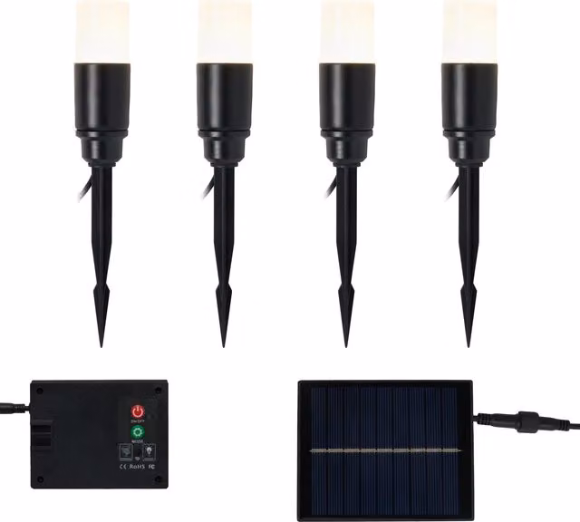 Litecraft Laurel Colour Changing Solar LED Spike Light Kit, 4 Pack, Black