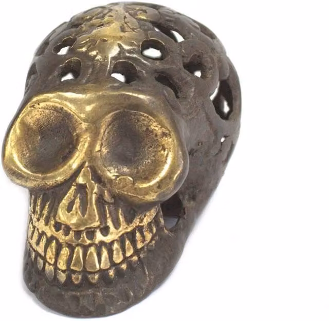 KDMD Vintage Brass Skull Ornament in Gold – 1