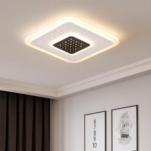 Globo Lighting Square LED Ceiling Light with Remote Control and Dimming Function, White, W/D/H: 46 x 46 x 5.5 cm – 4