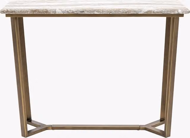 Perch & Parrow Luxor Modern Gold Console Table with Rectangular Stone Top and Metal Sled Base