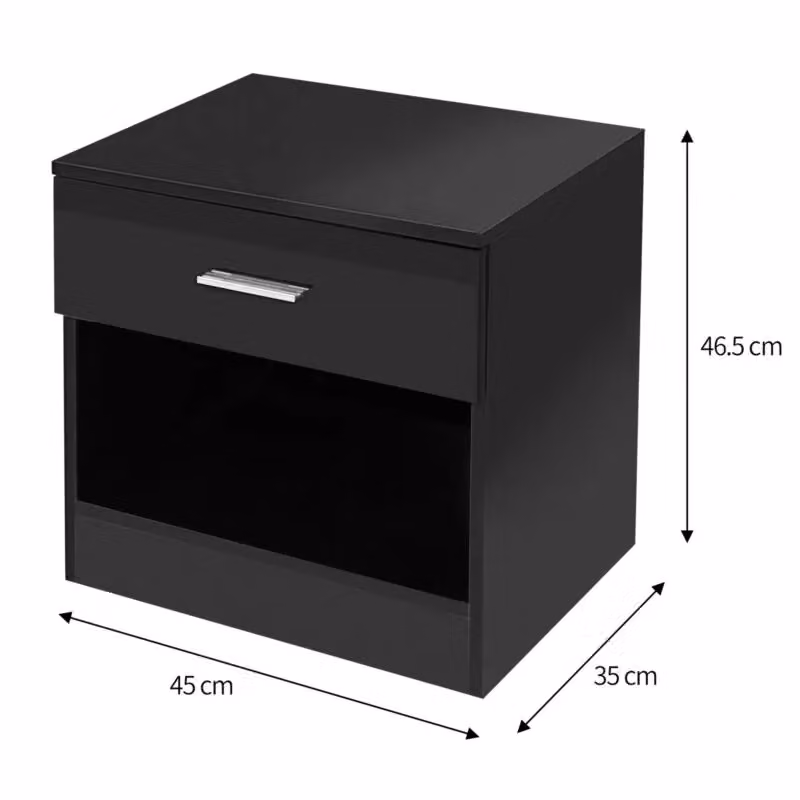 Comfy Living Ltd Modern High Gloss One Drawer Bedside Table in Black – 2