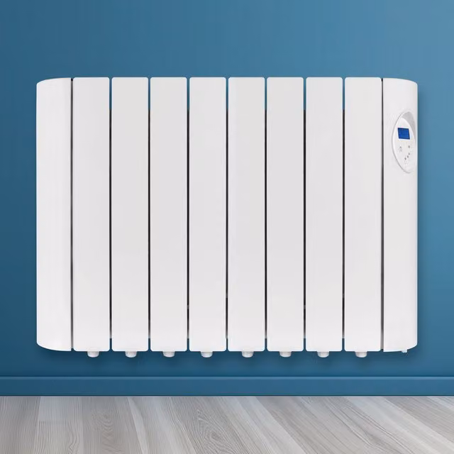 Futura White Wall Mounted Oil Filled Electric Radiator Panel Heater with Digital Display, Thermostat and Timer, 1500W