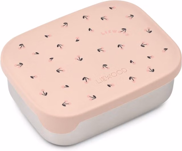 Liewood Arthur Printed Mini Lunchbox with Dividers in Pink Stainless Steel