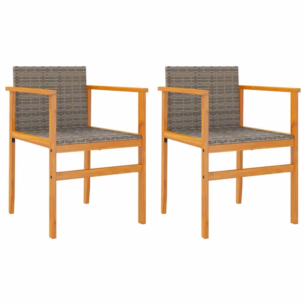 Berkfield Home Beautiful Garden Chairs, Set of 2, Grey Poly Rattan and Acacia Wood with Cushions – 3