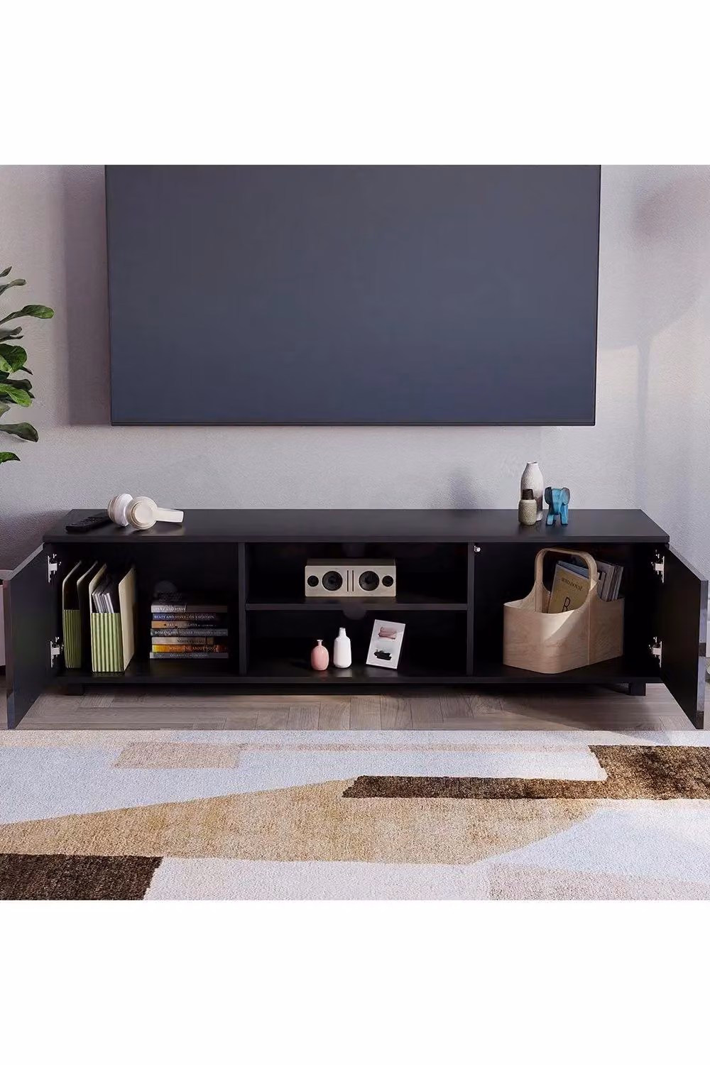 Vida Designs Cosmo 2 Door TV Unit in Black – 3