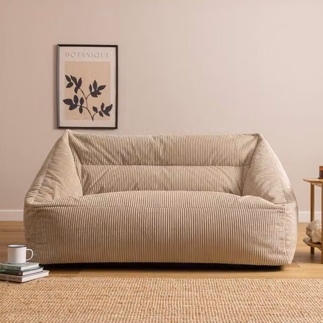 icon Cecilia Cord Bean Bag Sofa in Beige