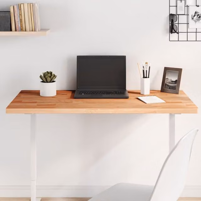 Berkfield Home Rectangular Solid Wood Beech Table Top, Brown, W: 100 cm, D: 60 cm, H: 2.5 cm