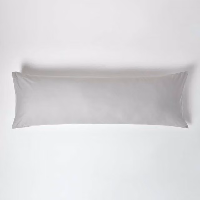 Homescapes 200 Thread Count Egyptian Cotton Percale Body Pillowcase in Silver Grey