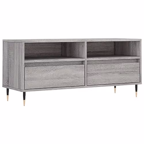 vidaXL Modern Grey TV Cabinet with Media Compartments, W/D/H: 100 x 34.5 x 44.5 cm