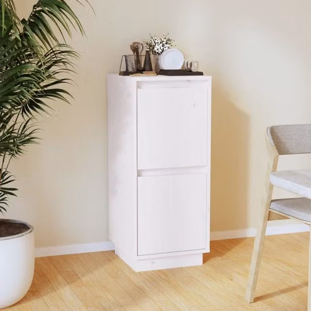 Berkfield Home White Solid Wood Pine Sideboard W/D/H: 31.5 x 34 x 75 cm – 1