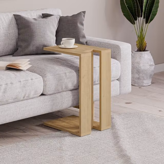 Decortie Muju Modern C-Shape Side Table in Natural, W/D/H: 40 x 30 x 57 cm – 1