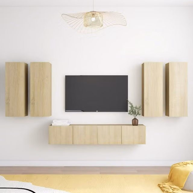 Berkfield Home 6 Piece Sonoma Oak TV Cabinet Set in Brown