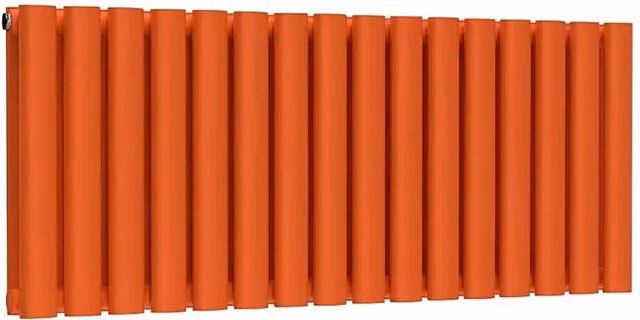 Lux Heat Oval Horizontal Double Radiator in Orange, W: 96.0 cm, H: 40.0 cm