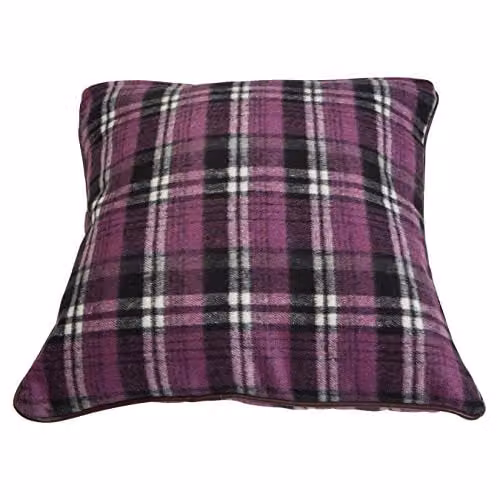 Orsina Heritage Large Checked Tartan Cushion in Purple, Black and White, 45 x 45 cm – 2