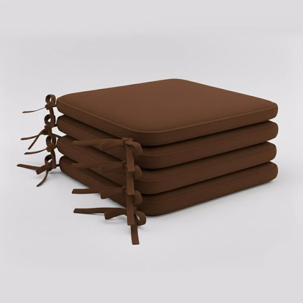 Snug City Pack of 4 Chocolate Brown Foam Seat Pads with Ties for Dining and Kitchen Chairs – 2